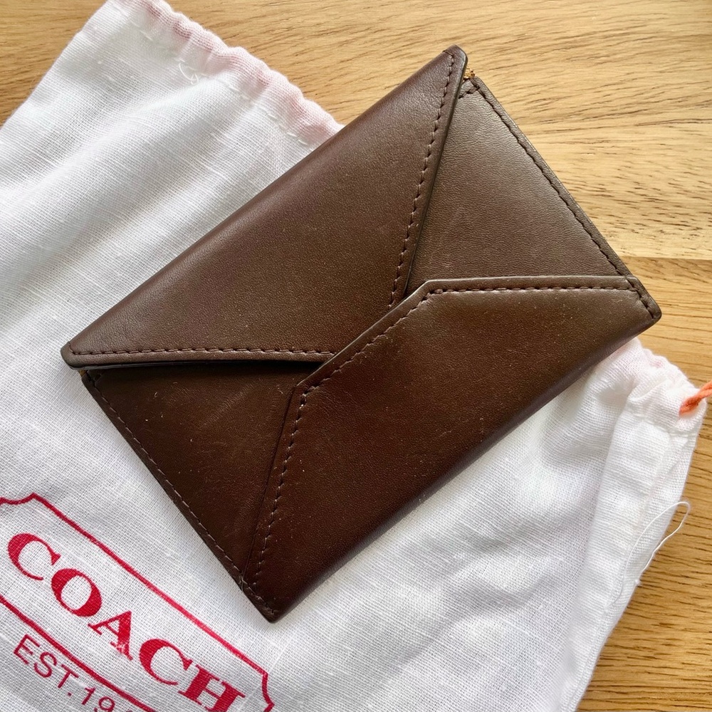 Coach Vintage Brown Leather Envelope Card Case 7960